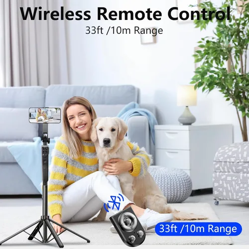 Miniatura 5 de Trípode para selfie stick de seguimiento automático de cara para iPhone con luz, soporte de trípode para cámara de teléfono de 70.9 pulgadas