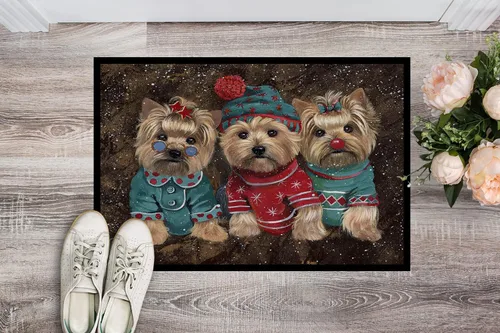 Miniatura 2 de Caroline's Treasures PPP3291JMAT Yorkshire Terrier Yorkie Christmas Elfos Felpudo de 24 x 36 pulgadas, tapete para puerta delantera