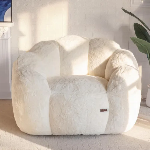 MAXYOYO Puf para adultos, sofá puff en forma de floral, sofá de piel sintética ultrasuave, silla de lectura grande para sala de estar, dormitorio,