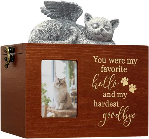 Miniatura 26 de Urna grande para perro para cenizas, caja de cremación funeraria negra con foto urna conmemorativa para mascotas con marco de fotos, caja