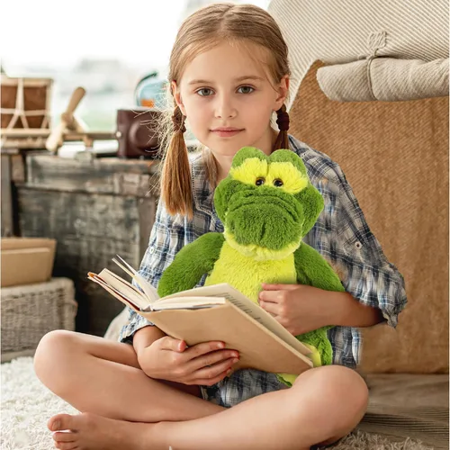 Miniatura 7 de DolliBu Animal de peluche de cocodrilo – Suave peluche abrazable de cocodrilo verde sentado adorable juguete de peluche, lindo regalo de animales