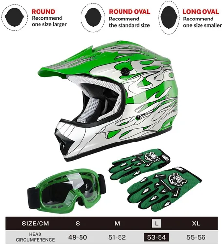 Miniatura 3 de TCT-MOTORPARTS - Casco de motocross (BMX MX), cara completa para niños y jóvenes, carreras en moto todoterreno, de carretera, cuatrimoto (ATV)