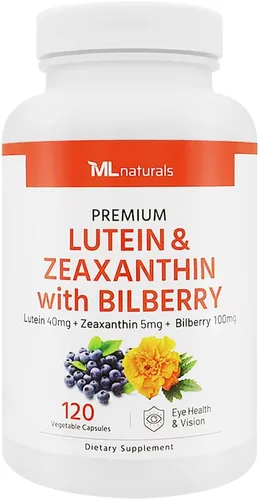 Miniatura 3 de ML Naturals Luteína y zeaxantina con arándano – 40 mg de luteína, 5 mg de zeaxantina y 100 mg de arándano (por porción) – 240 cápsulas vegetales