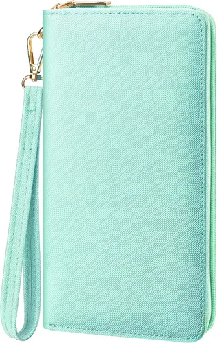 Miniatura 93 de Chelmon - Monedero para mujer de cuero genuino con bloqueo de señal RFID, para tarjetas de crédito