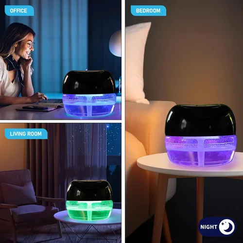 Miniatura 8 de Limpiador de Aire Lavador de Aire, Difusor de Aromas para Aire Fresco para el Hogar, Oficina, Purificador de Aire con Luz Nocturna (Negro)