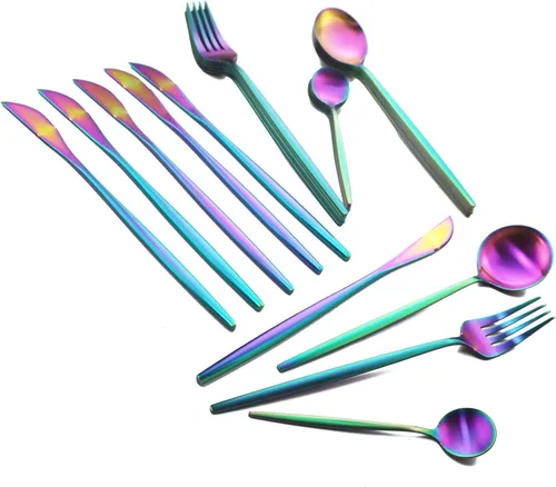 Miniatura 8 de JASHII Juego de cubiertos de acero inoxidable de 24 piezas, juego de cubiertos de servicio para 6, utensilios para cocina, aptos para lavavajillas