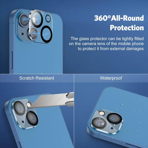 Miniatura 6 de OMOTON Protector de pantalla y protector de lente de cámara para iPhone 13 con ayuda de instalación de marco