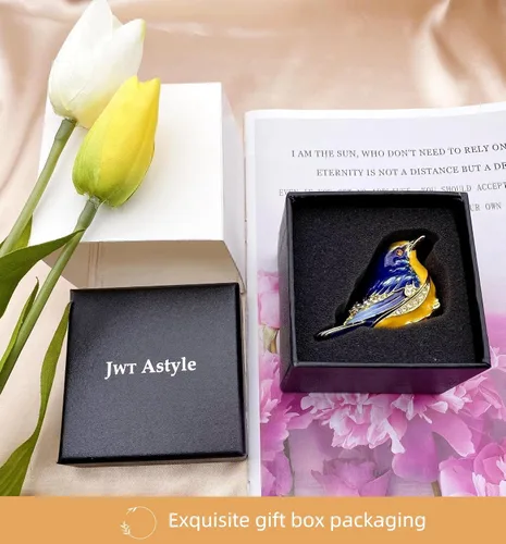 Miniatura 6 de JWT Astyle Starling Bird - Cajas de joyería con bisagras y cristales esmaltados. Regalos para amantes de los pájaros para mujeres. Caja