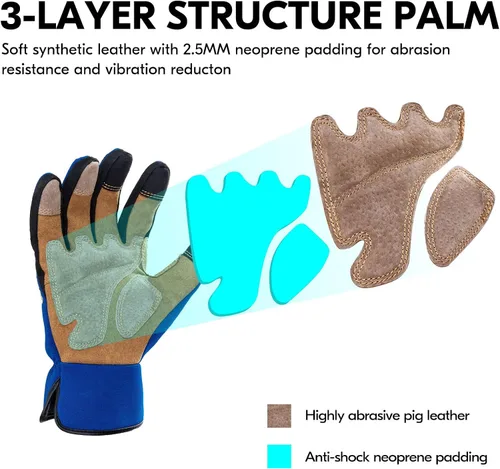 Miniatura 2 de Vgo... 1 par de guantes de jardinería para hombre, guantes de trabajo de seguridad, a prueba de pinchazos, a prueba de espinas, pantalla táctil