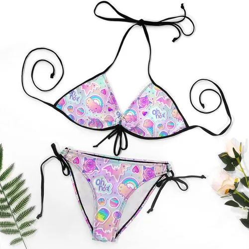 Miniatura 6 de Bright Mushrooms - Conjunto de bikinis para mujer, diseño de triángulo, 2 piezas, sexy, traje de baño