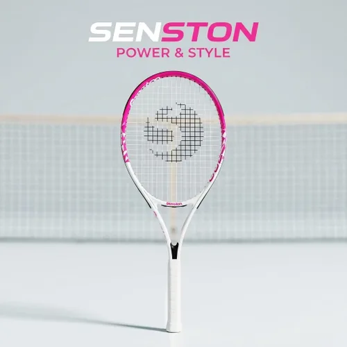 Miniatura 7 de Senston 27 inch Tennis Racket for Adults 1 Pack Tennis Racket Set Tennis Overgrip, Vibration Damper Blanco Rosa