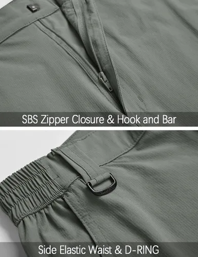 Miniatura 27 de Pantalones de senderismo para hombre, convertibles, con cremallera, ligeros, impermeables, de secado rápido, pesca al aire libre, viajes, safari