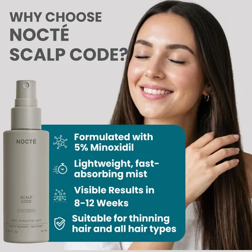 Miniatura 2 de Nocte Spray de suero de crecimiento del cabello minoxidil al 5% para hombres y mujeres – Biotina, cafeína y complejo botánico de romero, tratamiento