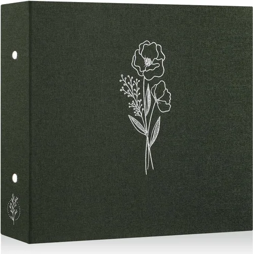 Lanpn Álbum de fotos de 12 x 12 pulgadas, cubierta de lino, sin ácidos, carga superior, carpeta de 3 anillas, libro de fotos de 12 x 12 pulgadas con