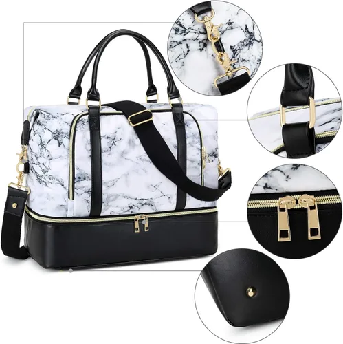 Miniatura 22 de CAMTOP - Bolsa de viaje de fin de semana para mujer, bolsa de lona con espacio para laptop de15.6 pulgadas