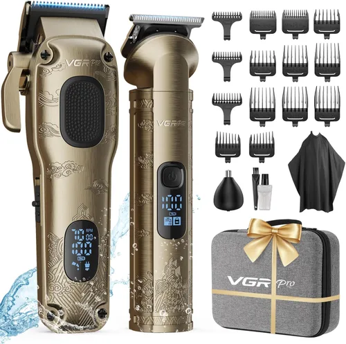 Vgrpro Cortapelos para hombres profesionales, cortapelos inalámbricos para cortar el cabello, juego de cortapelos y recortadoras para hombres,