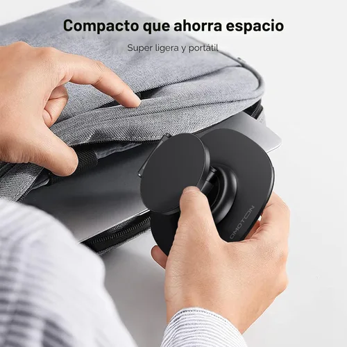 Miniatura 7 de OMOTON Soporte de Teléfono Magnético Giratório de 360° para Escritorio, Ajustable y Plegable de Aluminio para Soporte de Celular MagSafe con Base