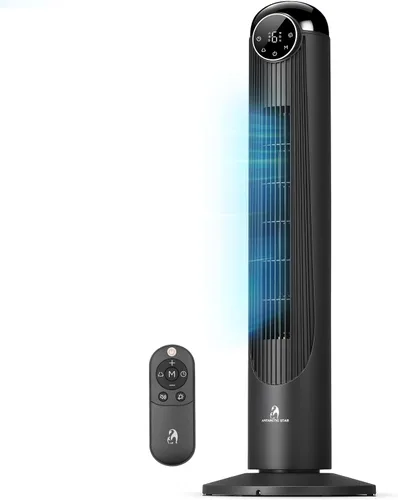 Miniatura 17 de Antarctic Star T36 Tower Fan-36 Inch, Bladeless Oscillating Fan with Remote, 6 Speeds & 4 Modes, LED Display, 9H Timer, Quiet Floor Standing Fan for