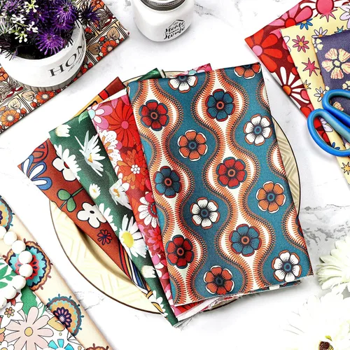 Miniatura 7 de Newwiee 12 piezas de tela vintage retro floral de 18 x 22 pulgadas, patrón de flores, paquetes de parches de material para costura, manualidades