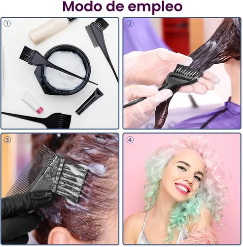 Miniatura 5 de Juego de brochas y tazones de color para teñir el cabello, juego de brochas de color para mezclar tazón, peine para teñir el cabello (negro)