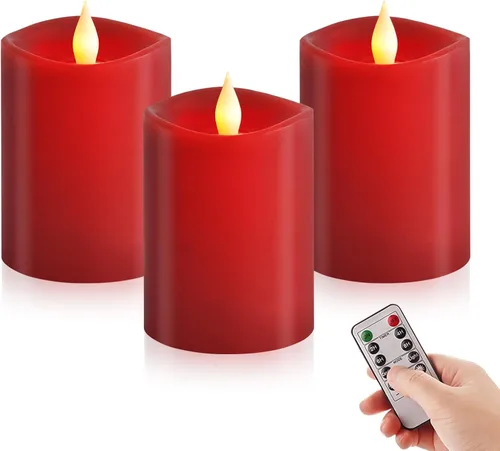 Miniatura 8 de Juego de 1 velas sin llama de 3 x 4, batería de 2 AA, 600 horas, velas parpadeantes con temporizador, velas sin llama de 4 pulgadas con control