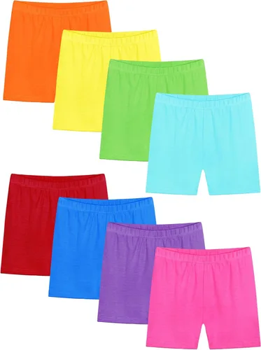 Resinta - Paquete de 8 pantalones cortos de ciclismo para niñas, pantalones cortos de seguridad multicolor