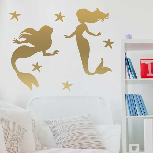 Miniatura 5 de Juego de adhesivos de pared con silueta de sirena (gris)