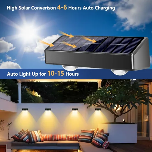 Miniatura 8 de Brizled Luces solares para valla al aire libre, paquete de 8 luces patrióticas para valla al aire libre, 9 colores y 11 modos RGBCW que cambian