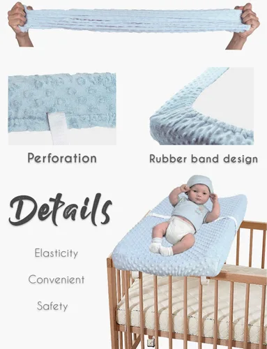 Miniatura 9 de Funda para cambiador de bebé, súper suave, con lunares Minky para bebés, niñas y niños, ultra cómoda, segura para bebés, se ajusta a almohadillas