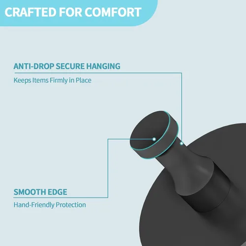 Miniatura 5 de STWWO Ganchos Adhesivos para Paredes Sin Daños 4 Piezas, Ganchos para Toallas de Aluminio Resistente con Adhesivo Fuerte para Baños para Ducha Negro