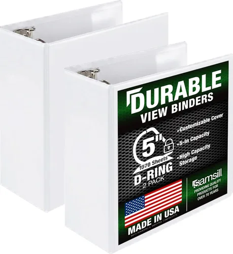Miniatura 58 de Samsill Carpeta duradera de 1.5 pulgadas, fabricada en los Estados Unidos, carpeta de anillos en D, carpeta transparente personalizable, color rojo