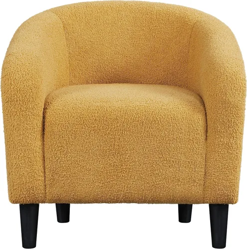 Miniatura 14 de Topeakmart Silla de barril, silla de acento de sherpa suave, silla auxiliar de club, estilo moderno, asiento profundo, sillón de barril para sala