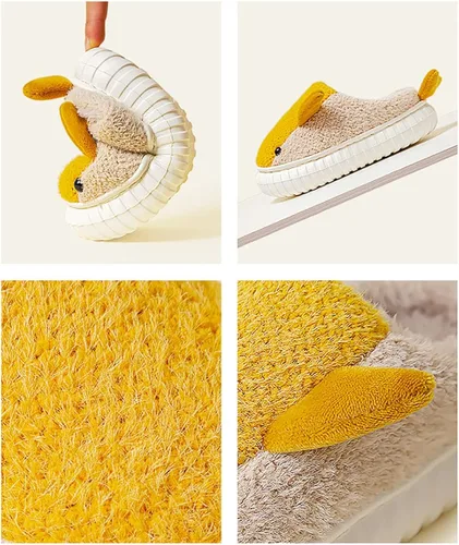 Miniatura 6 de Cozomiz Pantuflas para niños y niñas, lindas pantuflas de delfín para invierno, con forro de piel sintética, cálidas, antideslizantes