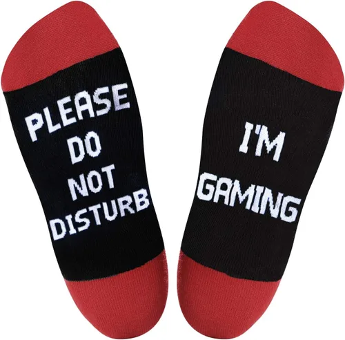 Miniatura 135 de AGRIMONY Calcetines divertidos con texto en inglés «Do Not Disturb Gaming» para hombres, mujeres, adolescentes, niños, Pascua, padres, cumpleaños