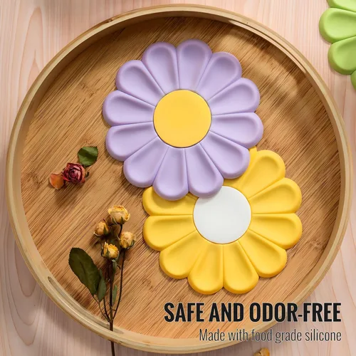 Miniatura 9 de Salvamanteles Daisy para ollas y platos calientes, 6.7 pulgadas, redondos, flexibles, de silicona, soportes calientes, posavasos antideslizantes