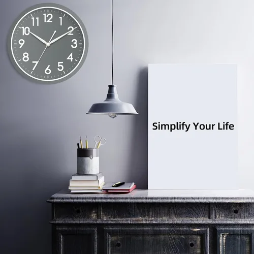 Miniatura 8 de AKCISOT Reloj de pared para baño de 10 pulgadas, relojes de pared analógicos pequeños que funcionan con pilas, silenciosos y sin tictac