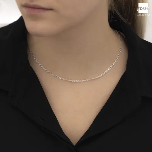 Miniatura 2 de Amberta 925 Sterling Silver 2.3 mm Heart Chain Necklace Various Styles