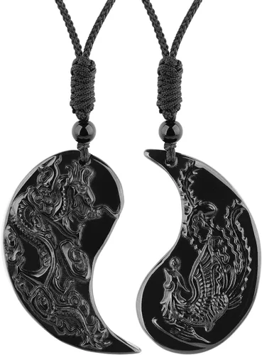 Miniatura 10 de Collar de obsidiana negra con colgante de protección y cadena de cuentas extendida, amuleto de piedra de cristal curativo para hombres y mujeres