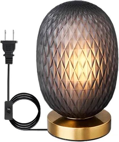 Moderna lámpara de mesa de cristal con forma de globo de mediados de siglo, industrial regulable con control táctil, luces de escritorio, 3 niveles