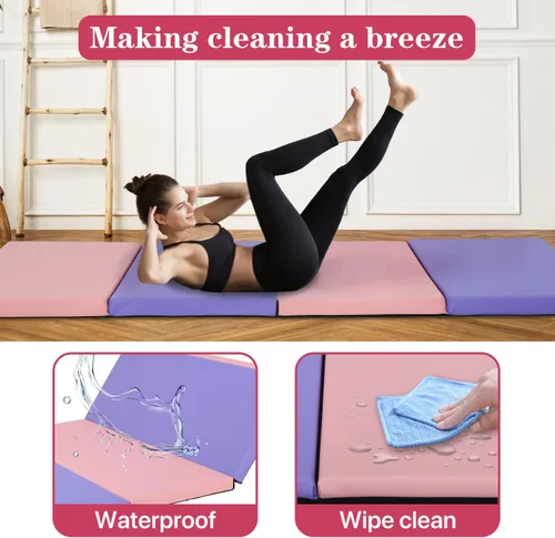 Miniatura 5 de Colchoneta de gimnasia plegable de 6 x 4 x 2 pulgadas de grosor, para gimnasio en casa, antideslizante, portátil, con asas de transporte, para niños