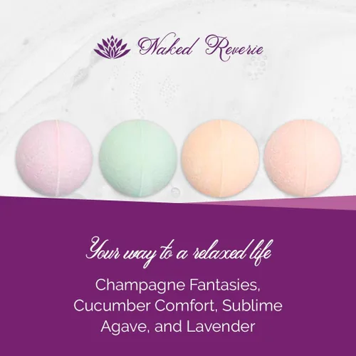 Miniatura 6 de Set de regalo de bombas de baño para mujeres: aceites esenciales orgánicos hechos en Estados Unidos, sal de Epsom y manteca de karité: 4 bombas