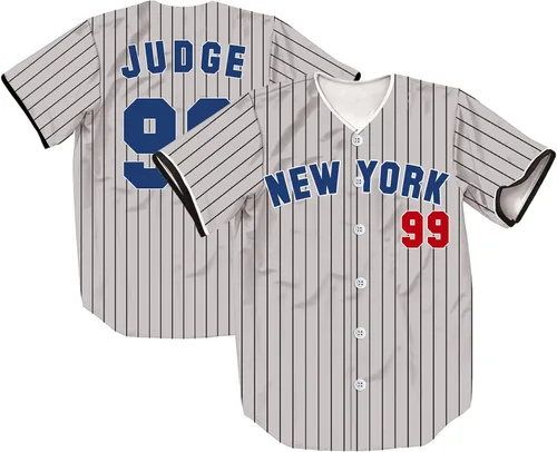 New York Judge - Camiseta de béisbol de 99 rayas para hombresmujeresjóvenes