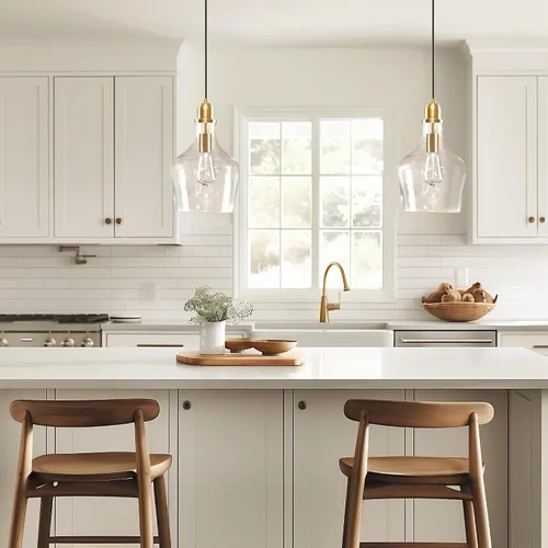 Miniatura 2 de INK+IVY Auburn - Iluminación colgante para comedor, luces industriales de cocina, lámpara colgante con forma de campana de vidrio soplado a mano