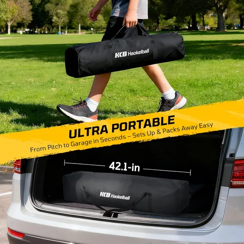Miniatura 8 de Haokelball Portería de fútbol portátil para patio trasero, red de fútbol de 12 x 6 pies con poste de metal para práctica de adultos y jóvenes