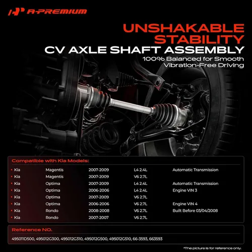 Miniatura 2 de A-Premium Conjunto de eje de eje CV compatible con Kia Magentis 2007-2009, Optima 2006-2009, Rondo 2007-2008, 2.4L 2.7L, lado delantero izquierdo