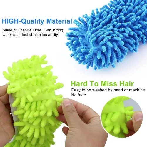 Miniatura 5 de 10 unidades, 5 pares de pantuflas para trapeador, multifunción, fibra de chenilla, lavable, para limpiar el suelo, para baño, oficina, cocina
