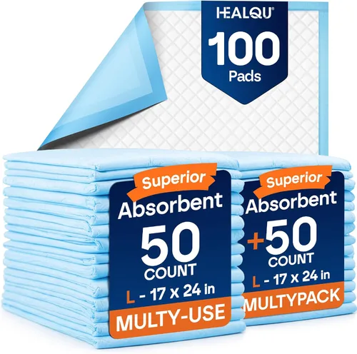 Healqu Paquete de 100 cambiadores desechables para bebé, 17 x 24 pulgadas, súper suaves, absorbentes e impermeables, cambios de pañales de bebé sin