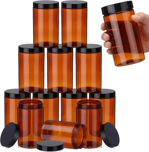 Miniatura 54 de SATINIOR Paquete de 12 frascos de plástico con tapas, frascos redondos para cosméticos de viaje, para artículos de tocador, loción, crema