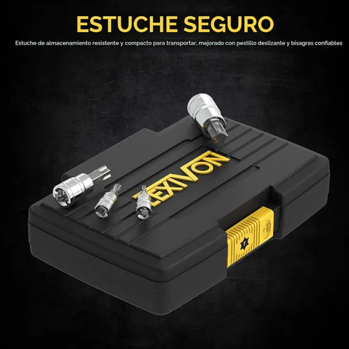 Miniatura 3 de LEXIVON Juego de enchufes de brocas Torx, acero de aleación S2 de alta calidad Juego de 13 piezas de brocas de estrella T8 - T60 Estuche