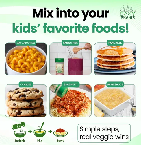 Miniatura 3 de Easy Peasie Polvos vegetales naturales para niños y comensales exigentes Aditivo de polvo de vegetales oculto para comidas y batidos
